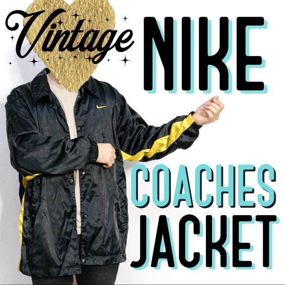 Vintage Nike black & gold coaches jacket SZ M - Picture 1 of 8